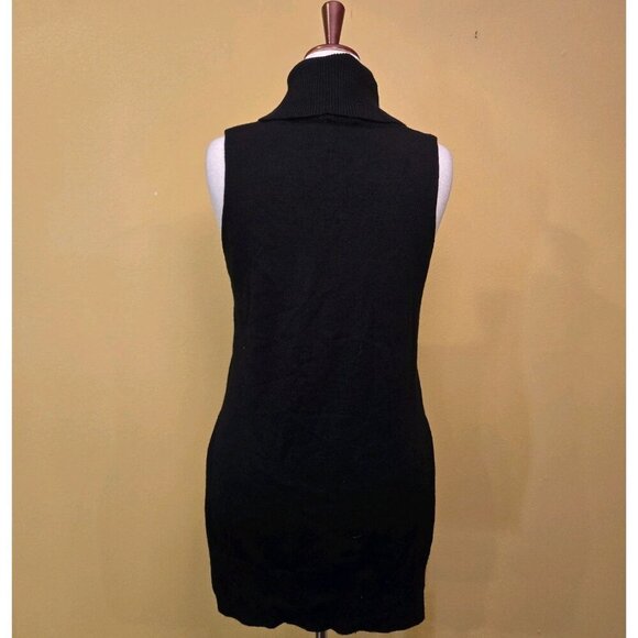 Carmen Marc Valvo Women Black Long Sleeveless Turtleneck Sweater Small Tunic NWT - Picture 3 of 8